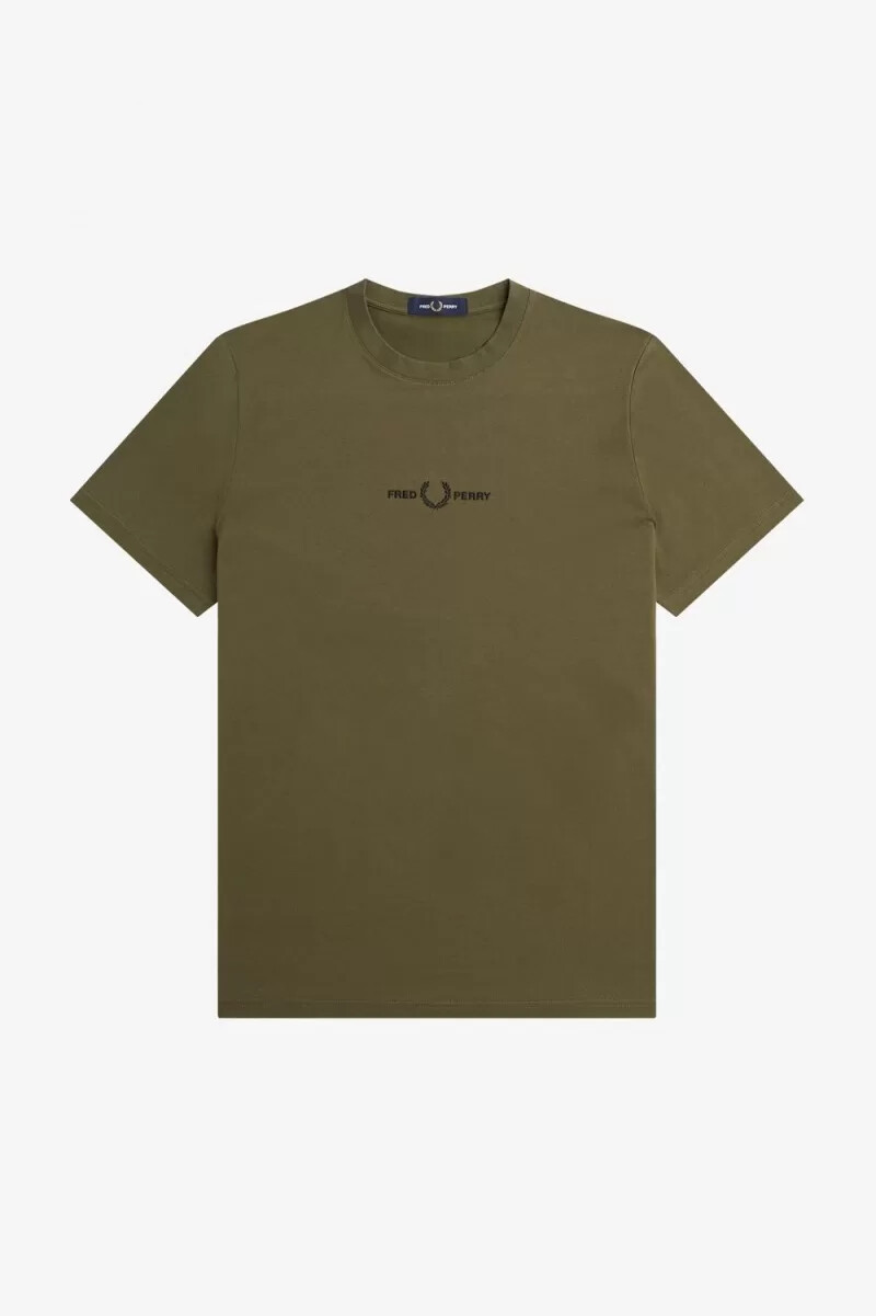 camiseta bordada fred perry para hombre uniforme verde