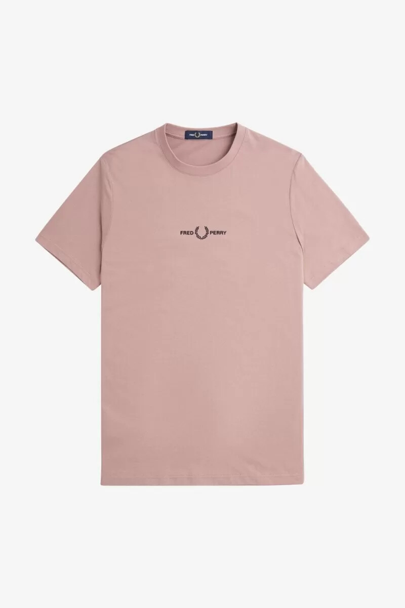 camiseta bordada fred perry para hombre en rosa oscuro