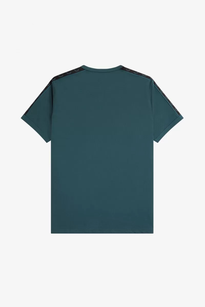 camiseta fred perry con ribetes y cinta en contraste para hombre azul petróleo y negro