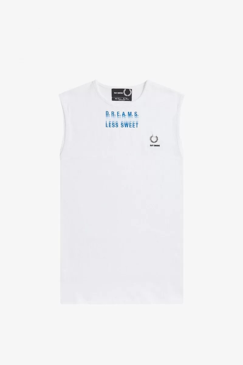 camiseta blanca con estampado de fred perry para hombre