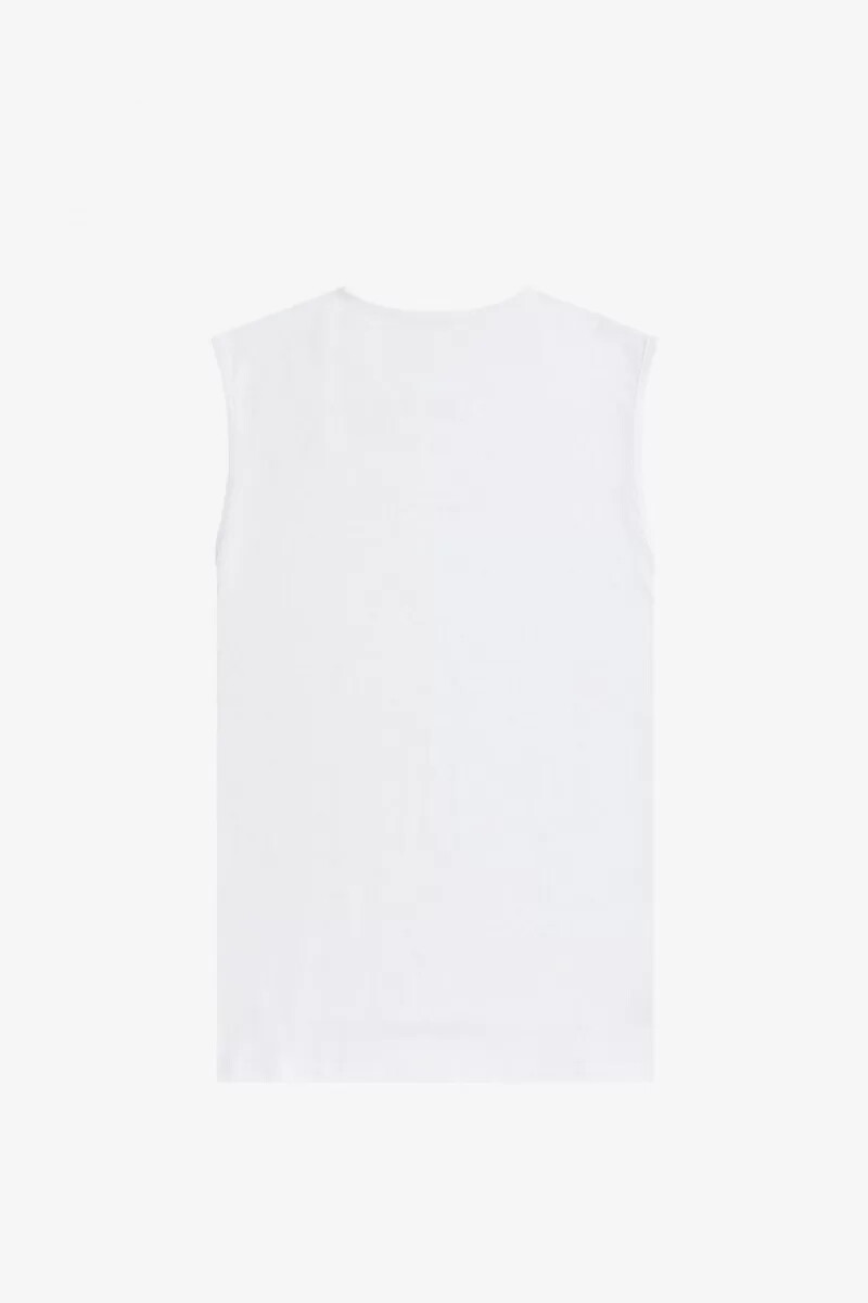 camiseta blanca con estampado de fred perry para hombre