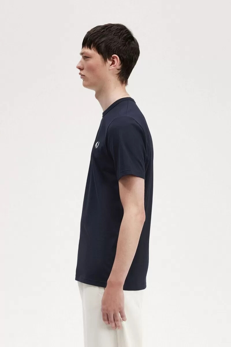 camiseta fred perry con detalle de cinta para hombre color azul marino