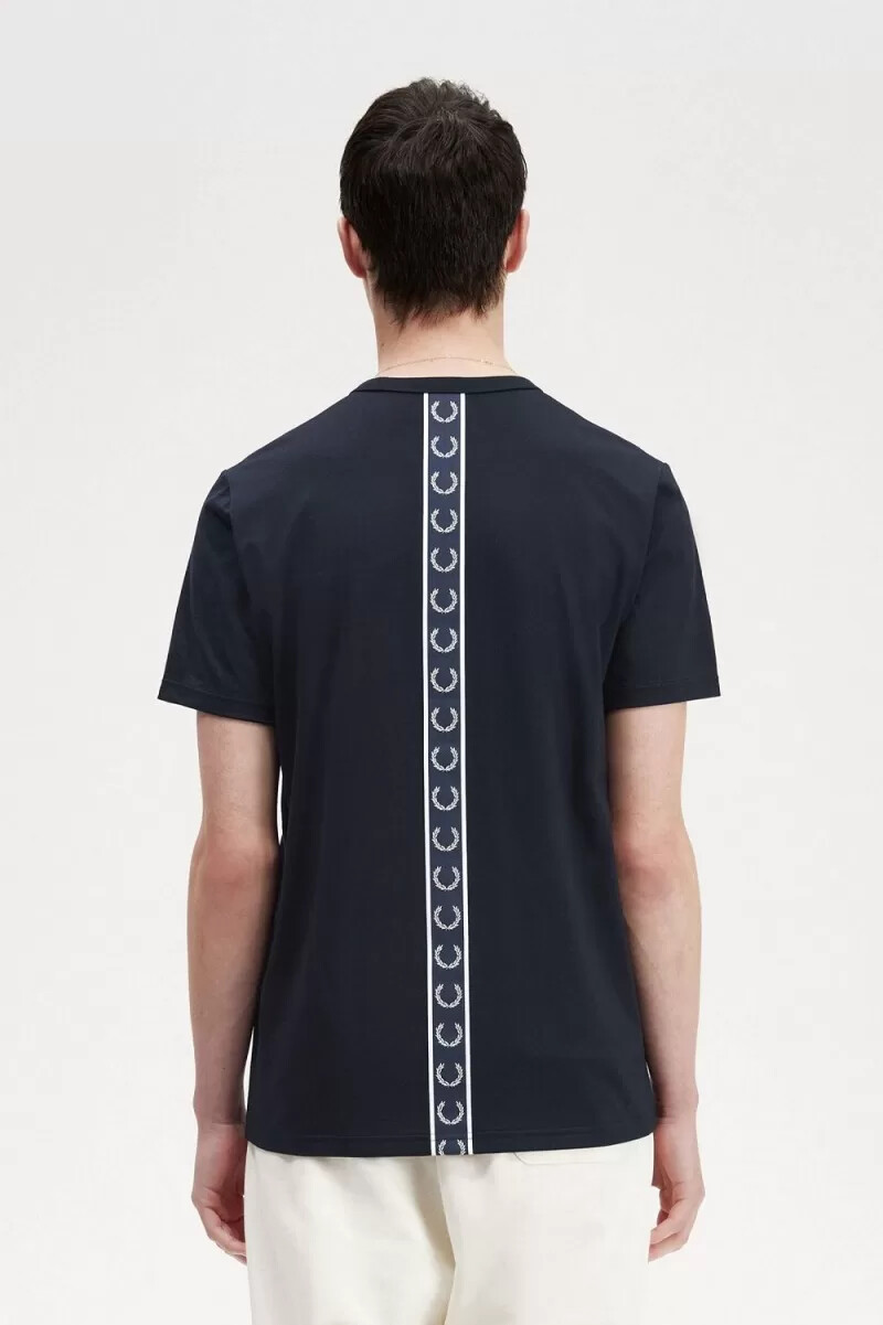 camiseta fred perry con detalle de cinta para hombre color azul marino