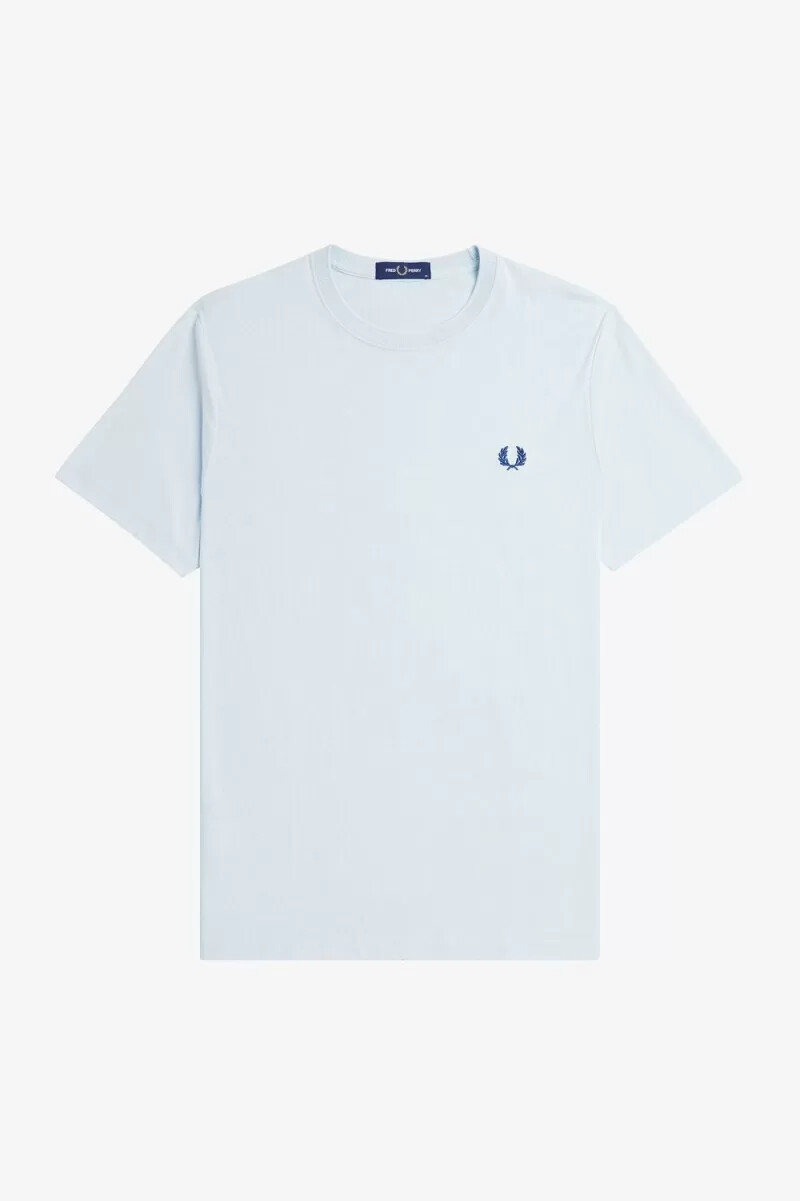camiseta fred perry de cuello redondo para hombre color aguamarina claro azul medianoche