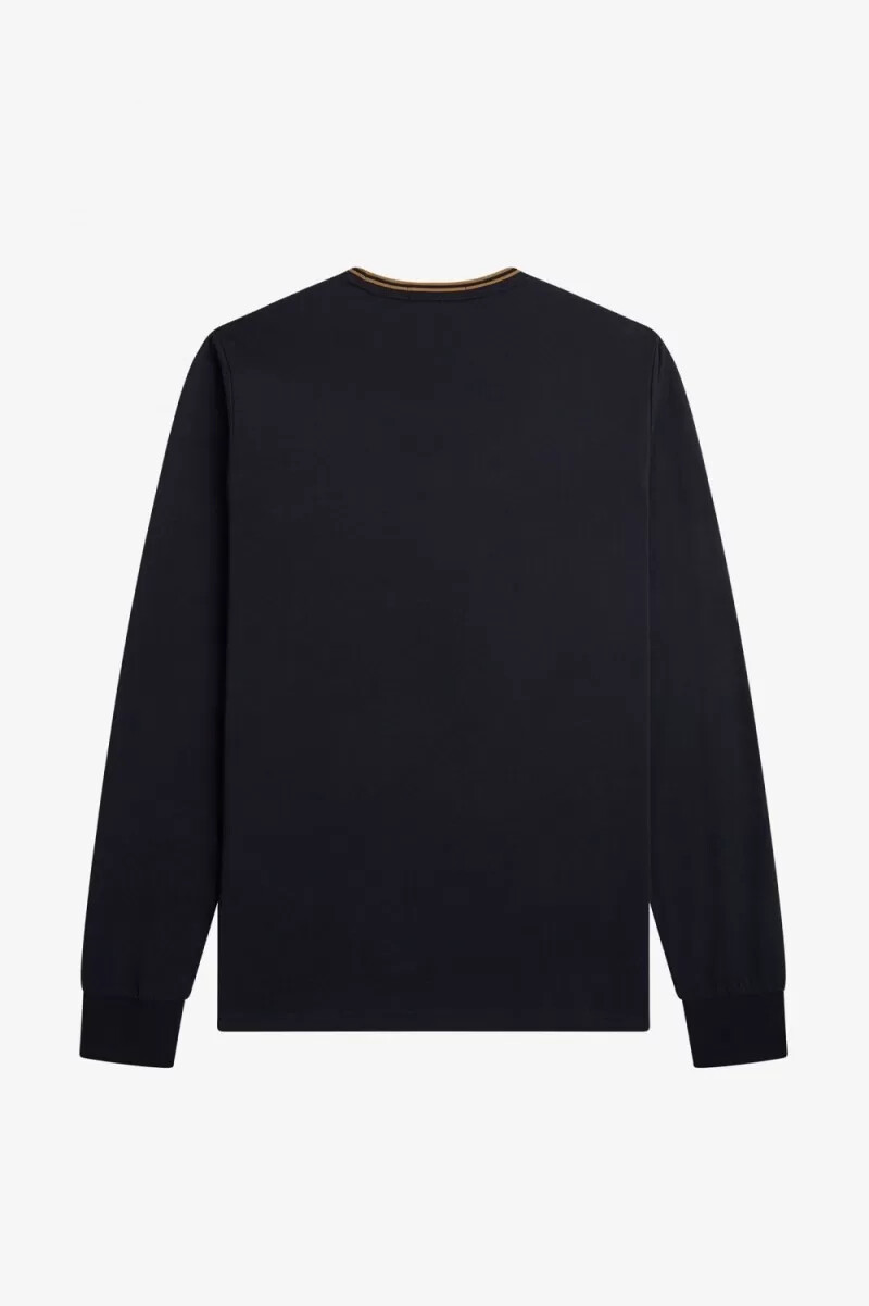 camiseta fred perry twin tipped para hombre color azul marino y café oscuro