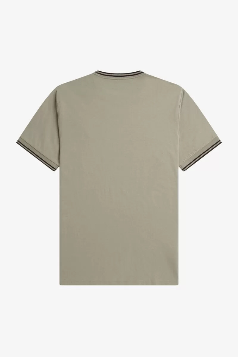 camiseta fred perry twin tipped para hombre gris cálido rojo oscuro