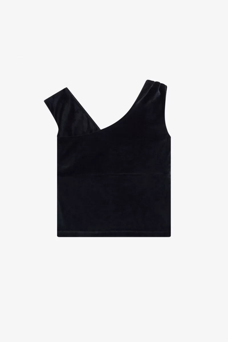 camiseta fred perry de terciopelo con hombros descubiertos para mujer negra