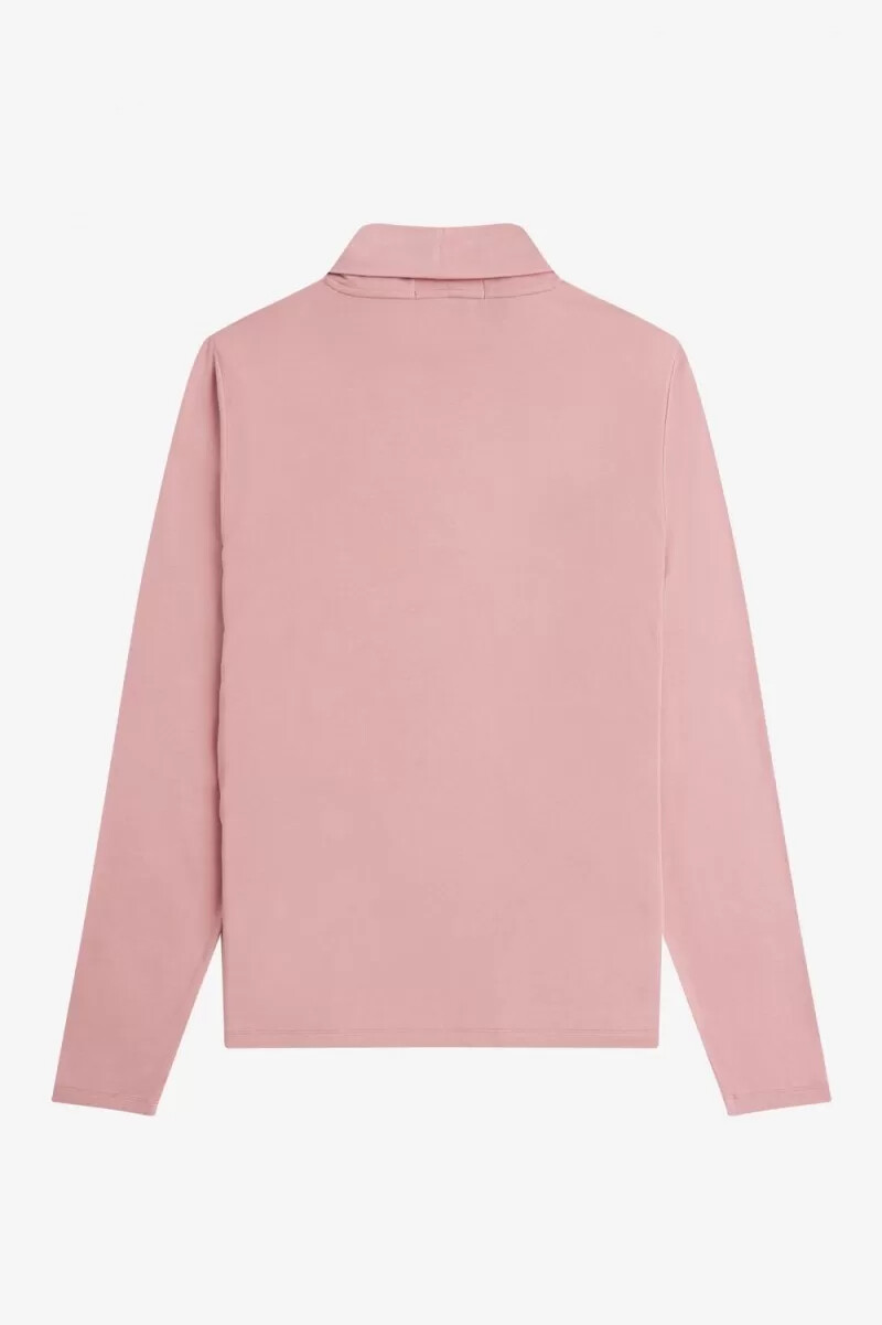 camiseta de cuello alto fred perry para mujer en rosa empolvado