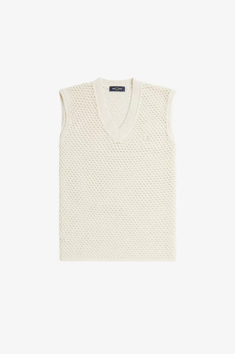 camiseta de tirantes de punto con encaje fred perry para hombre en beige
