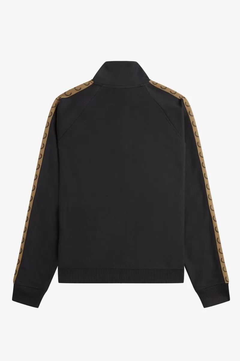 chaqueta deportiva fred perry con cinta en contraste para hombre color negro y marrón