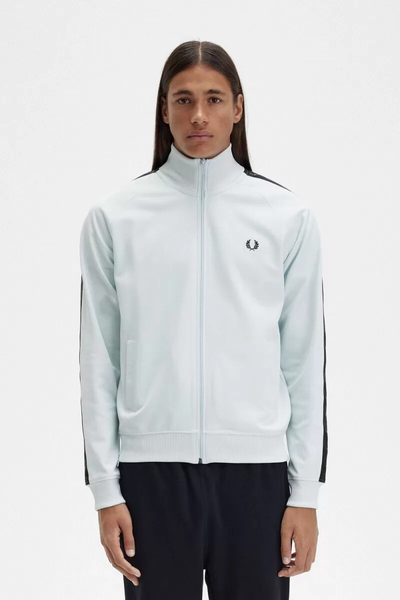 chaqueta deportiva fred perry con cinta tonal para hombre color negro aguamarina claro
