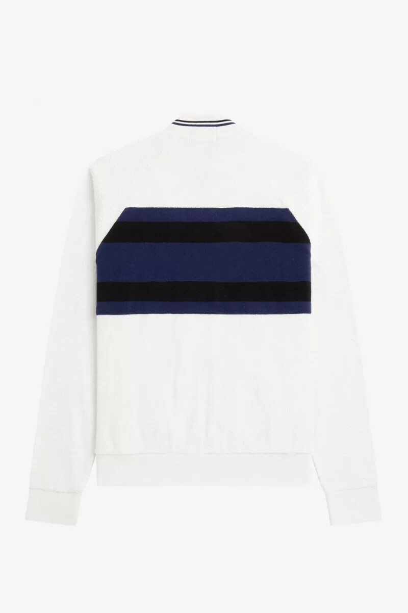 chaqueta bomber de felpa fred perry para hombre color blanco nieve