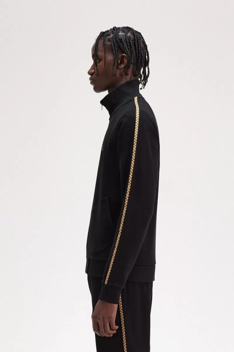 chaquetas fred perry chequerboard tape para hombre negras