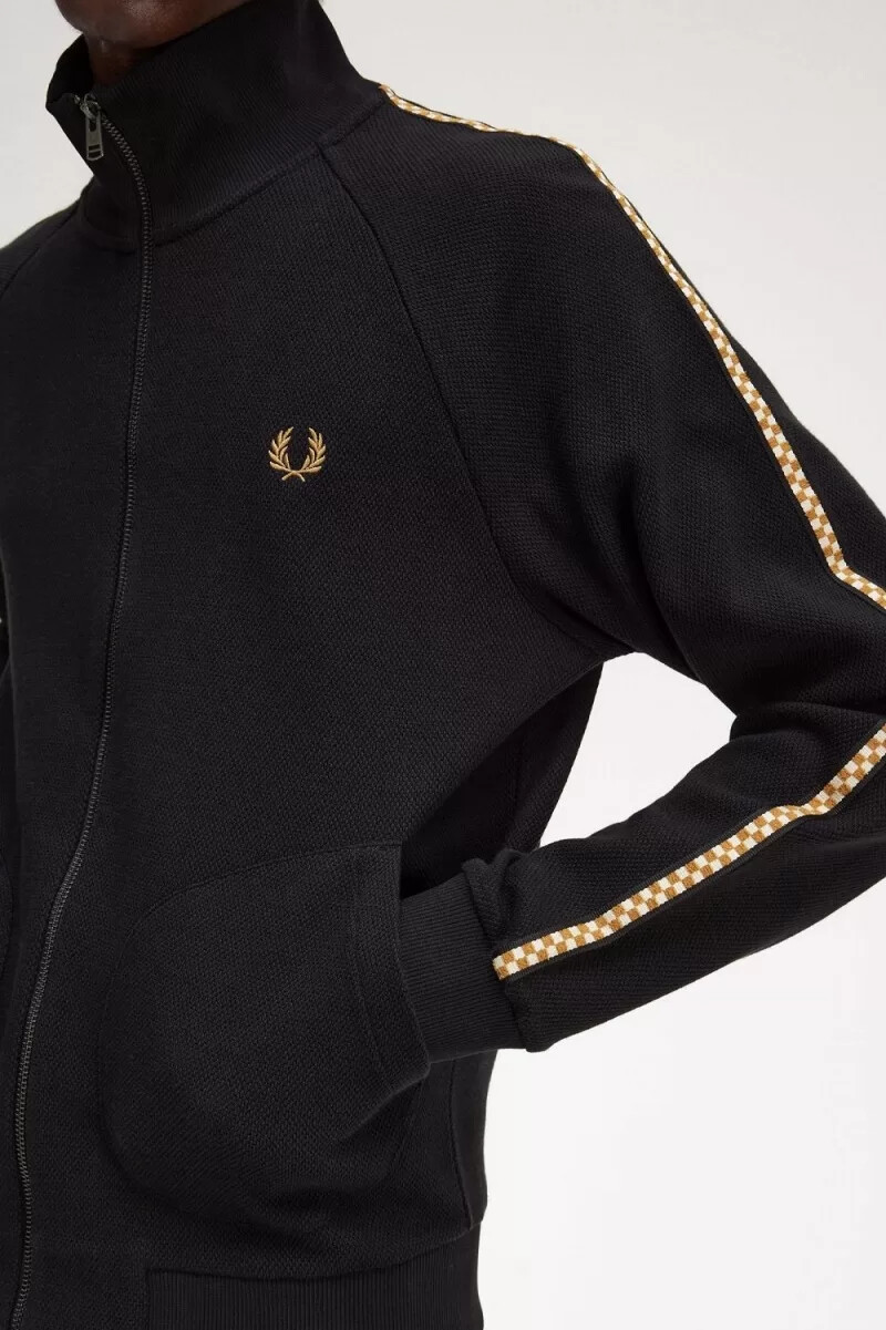 chaquetas fred perry chequerboard tape para hombre negras