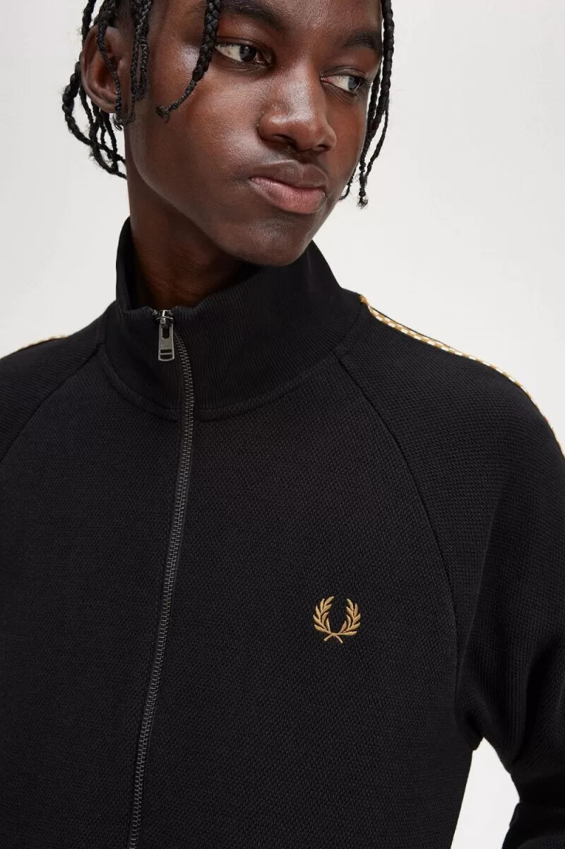 chaquetas fred perry chequerboard tape para hombre negras