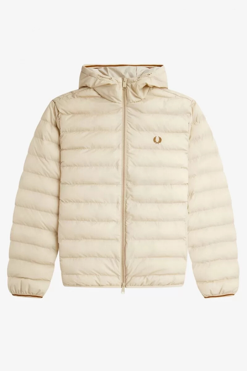 chaquetas con capucha y aislamiento fred perry para hombre color avena