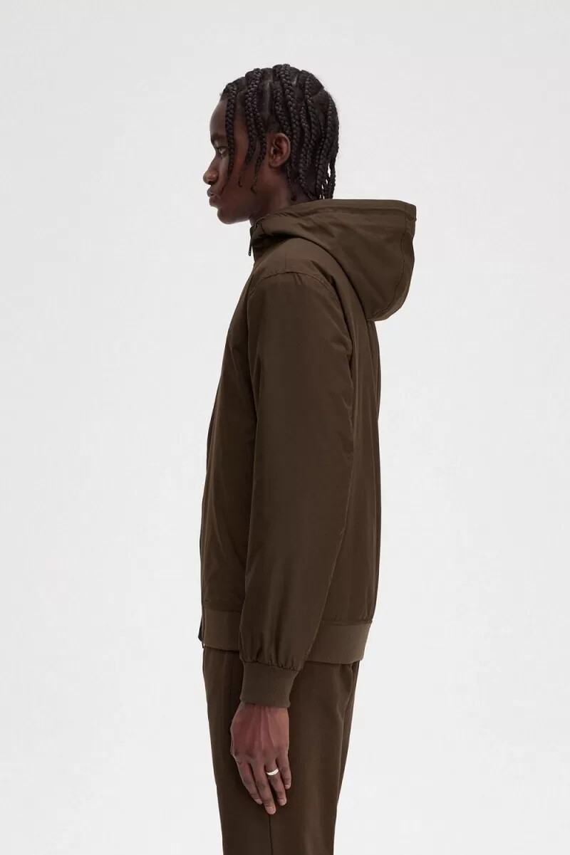 chaquetas fred perry acolchadas con capucha brentham para hombre en tabaco quemado