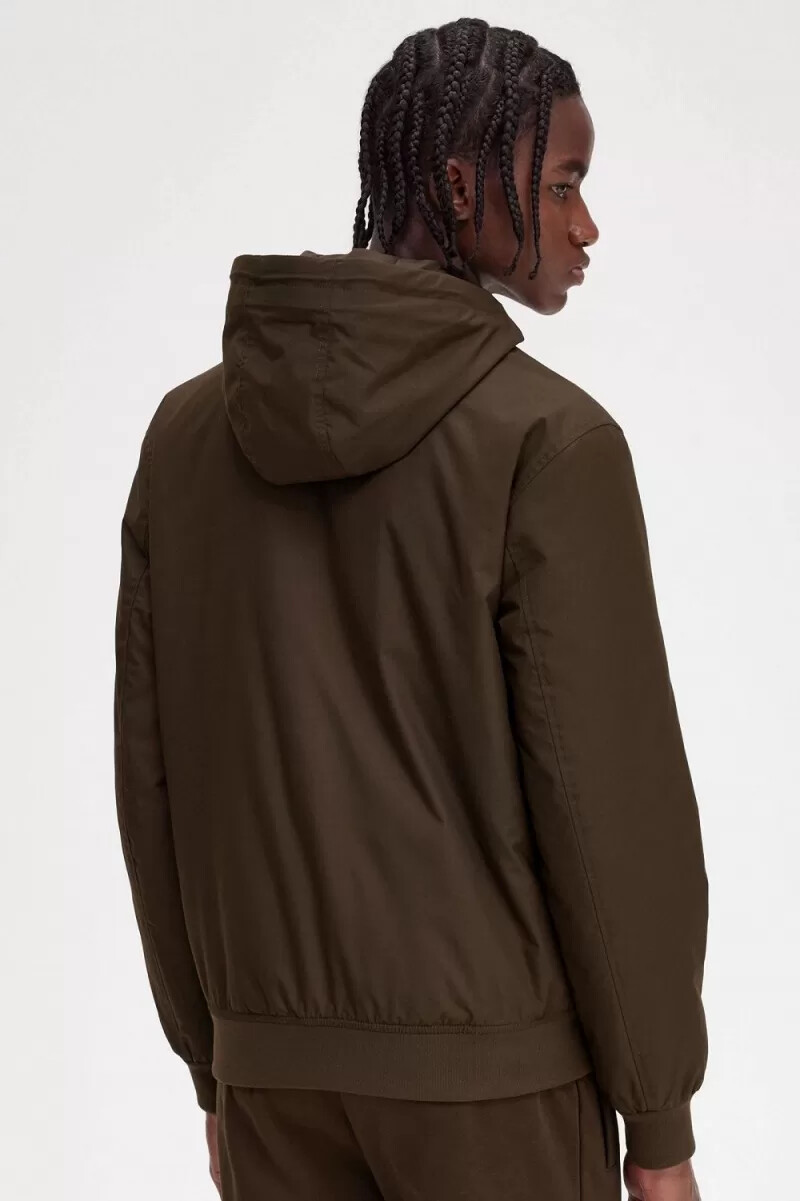 chaquetas fred perry acolchadas con capucha brentham para hombre en tabaco quemado