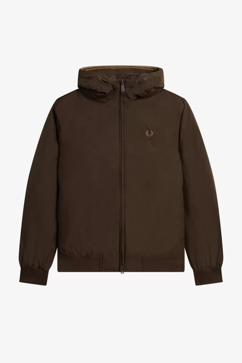 chaquetas fred perry acolchadas con capucha brentham para hombre en tabaco quemado