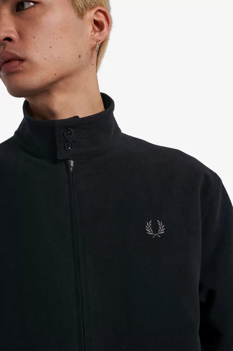 chaquetas fred perry moleskin harrington para hombre negras