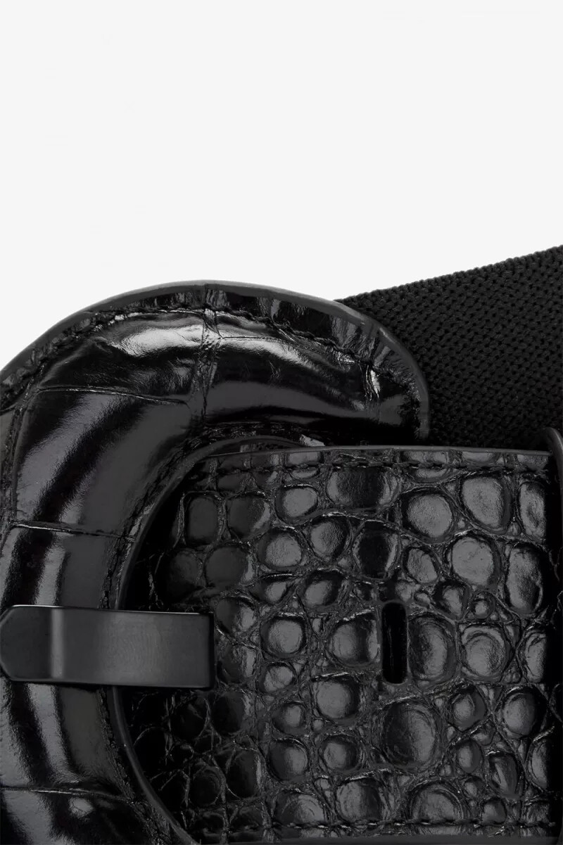 cinturones de piel elástica fred perry para mujer color negro
