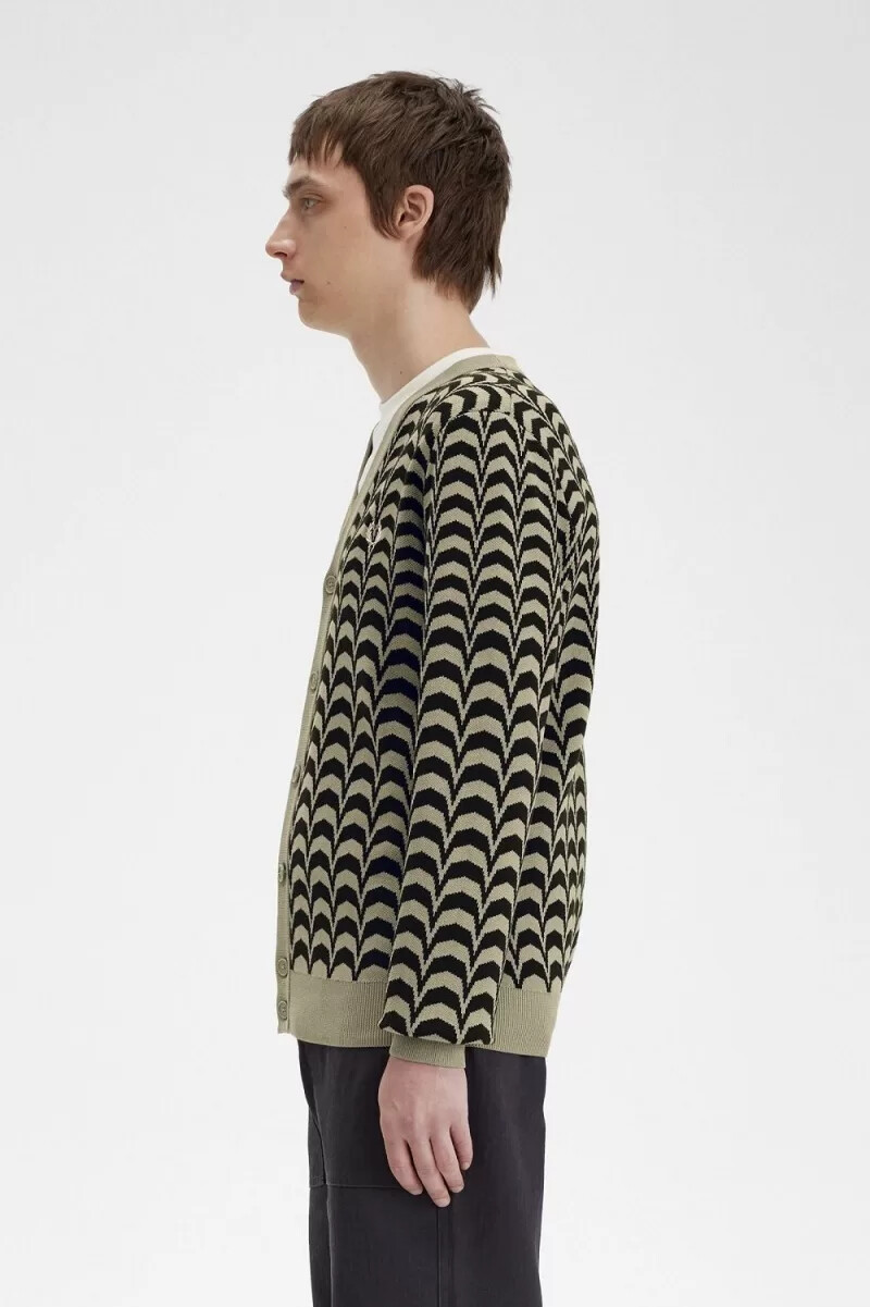 cárdigan fred perry jacquard para hombre en gris cálido