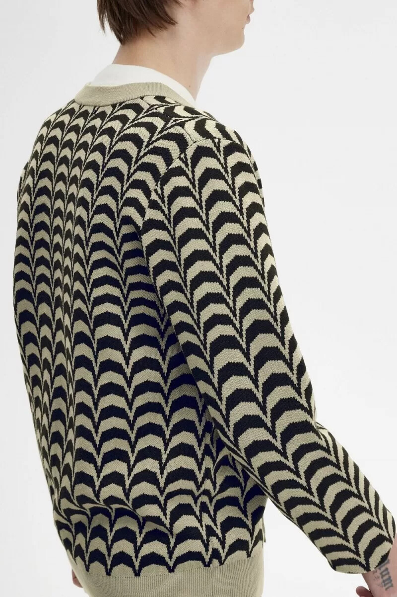 cárdigan fred perry jacquard para hombre en gris cálido