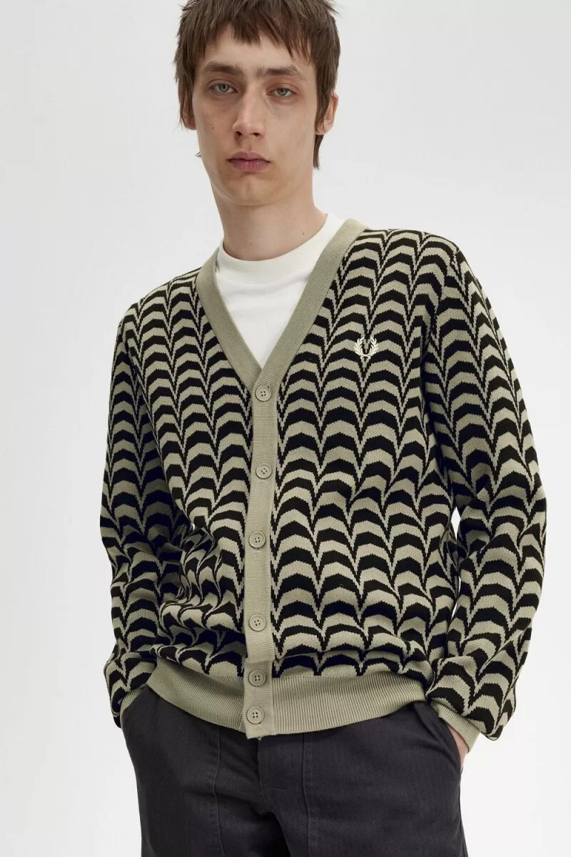 cárdigan fred perry jacquard para hombre en gris cálido