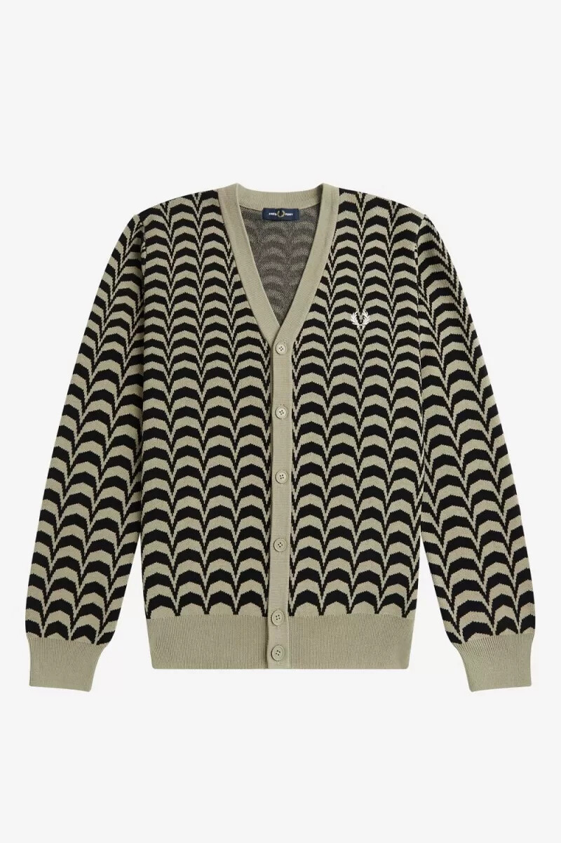 cárdigan fred perry jacquard para hombre en gris cálido