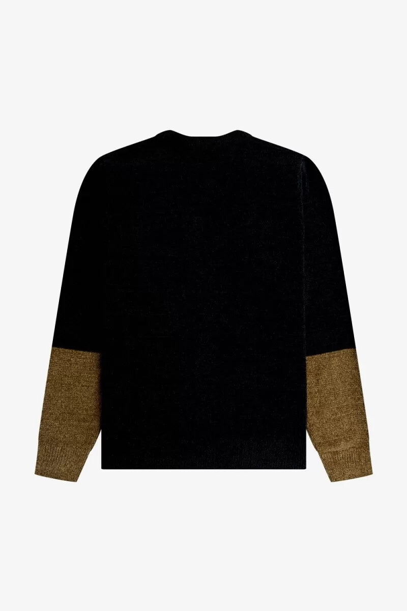 cárdigan fred perry colour block chenille para hombre color negro