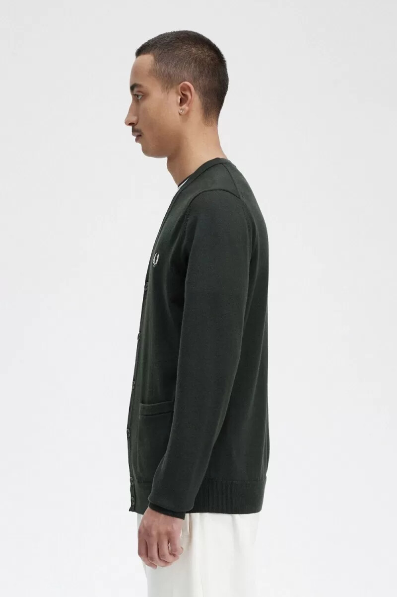 cárdigan clásico fred perry para hombre verde noche