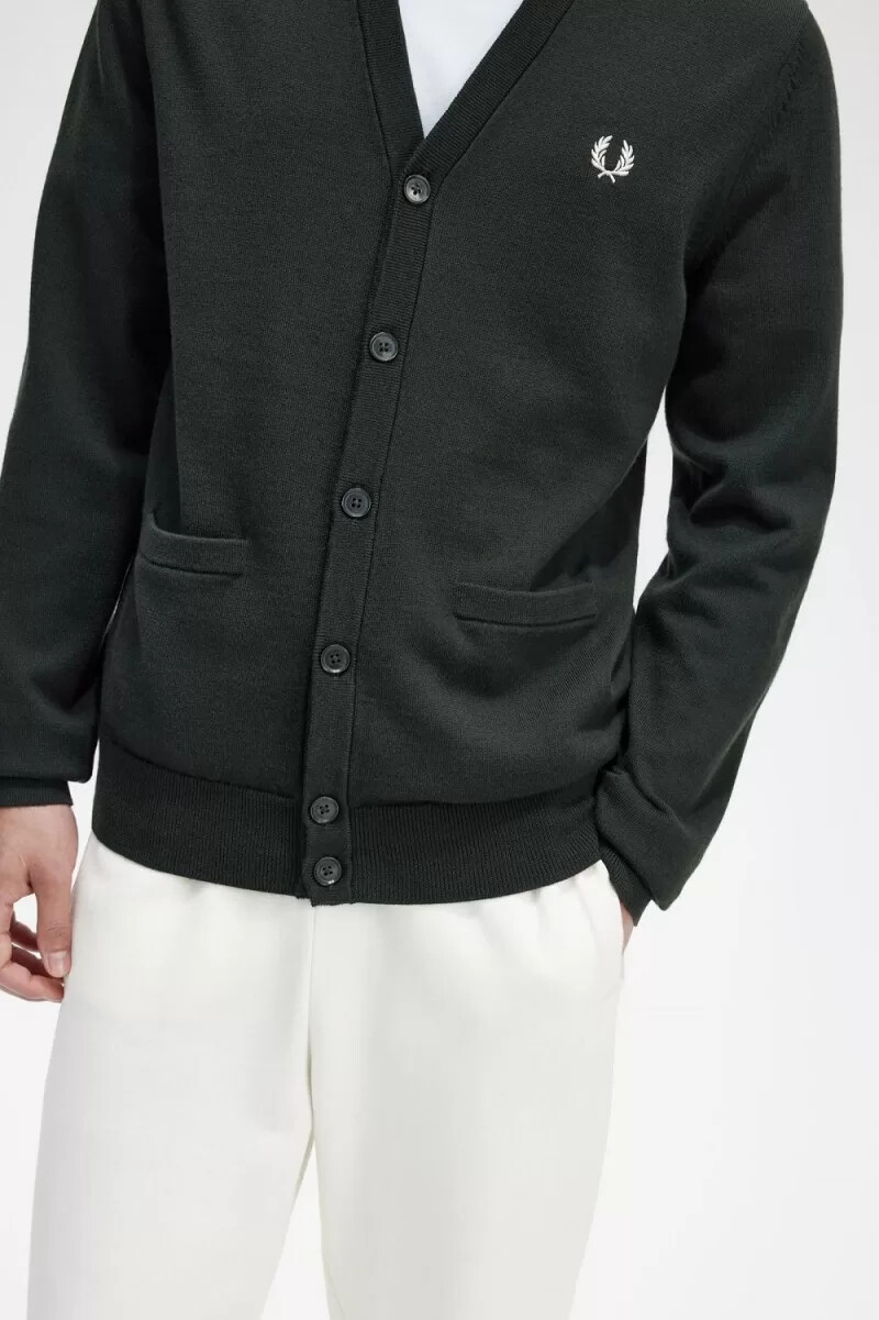 cárdigan clásico fred perry para hombre verde noche