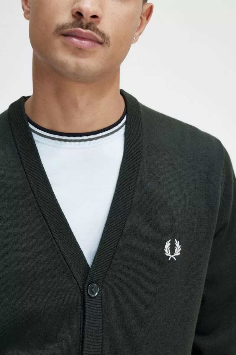 cárdigan clásico fred perry para hombre verde noche