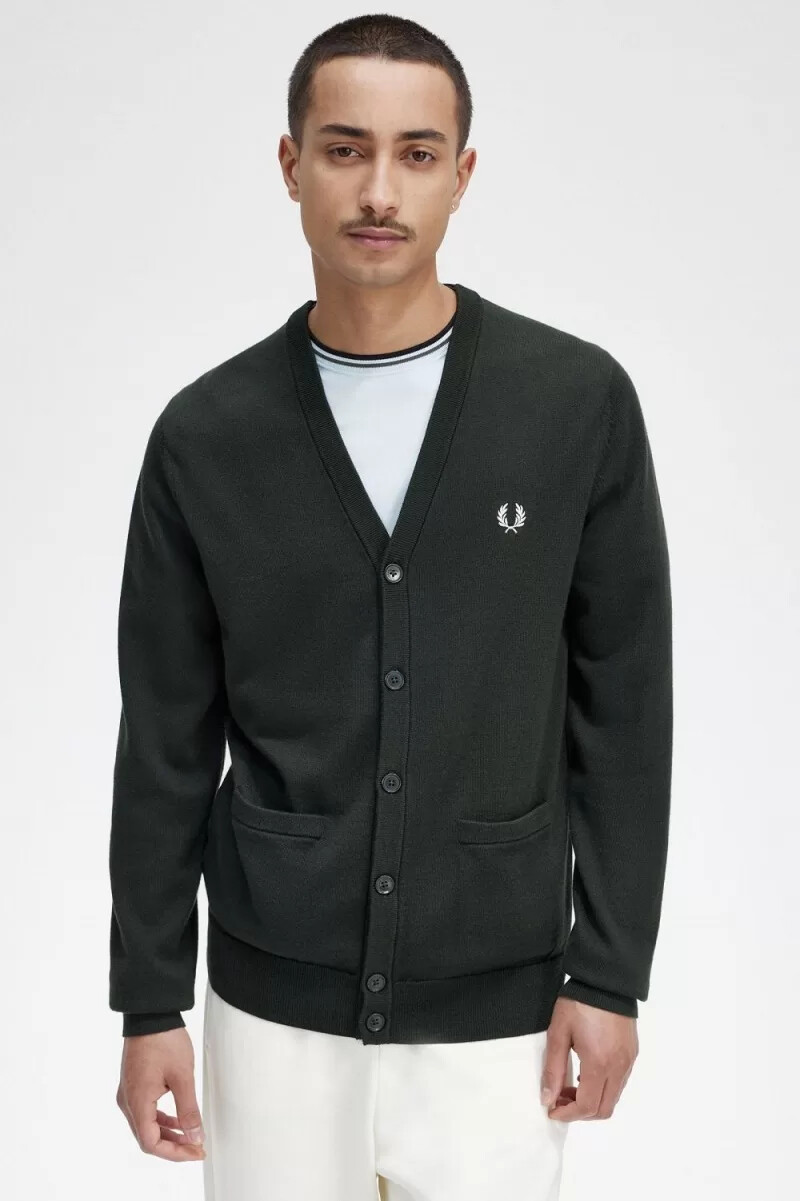 cárdigan clásico fred perry para hombre verde noche