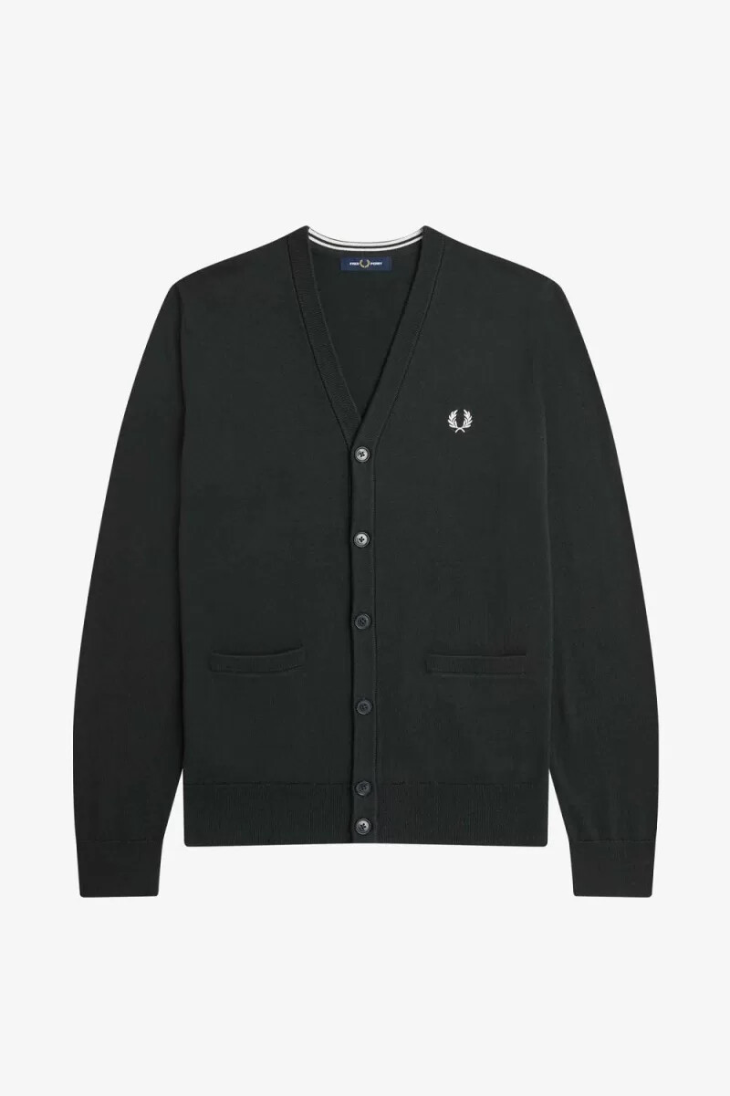 cárdigan clásico fred perry para hombre verde noche