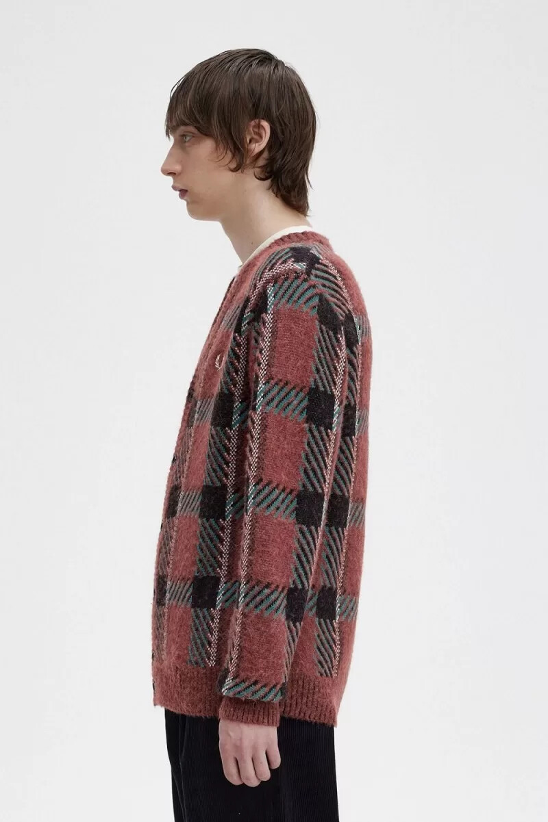 cárdigan fred perry glitch tartan para hombre color marrón whisky