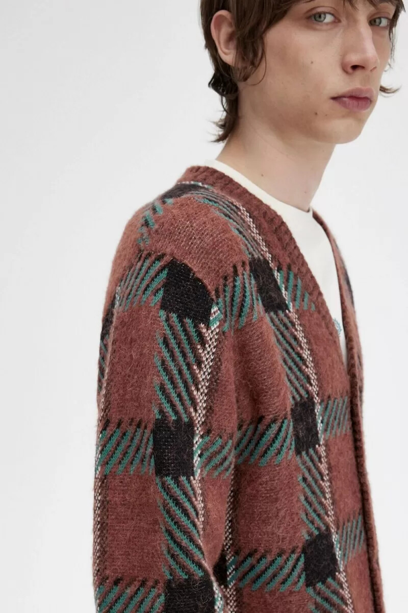cárdigan fred perry glitch tartan para hombre color marrón whisky