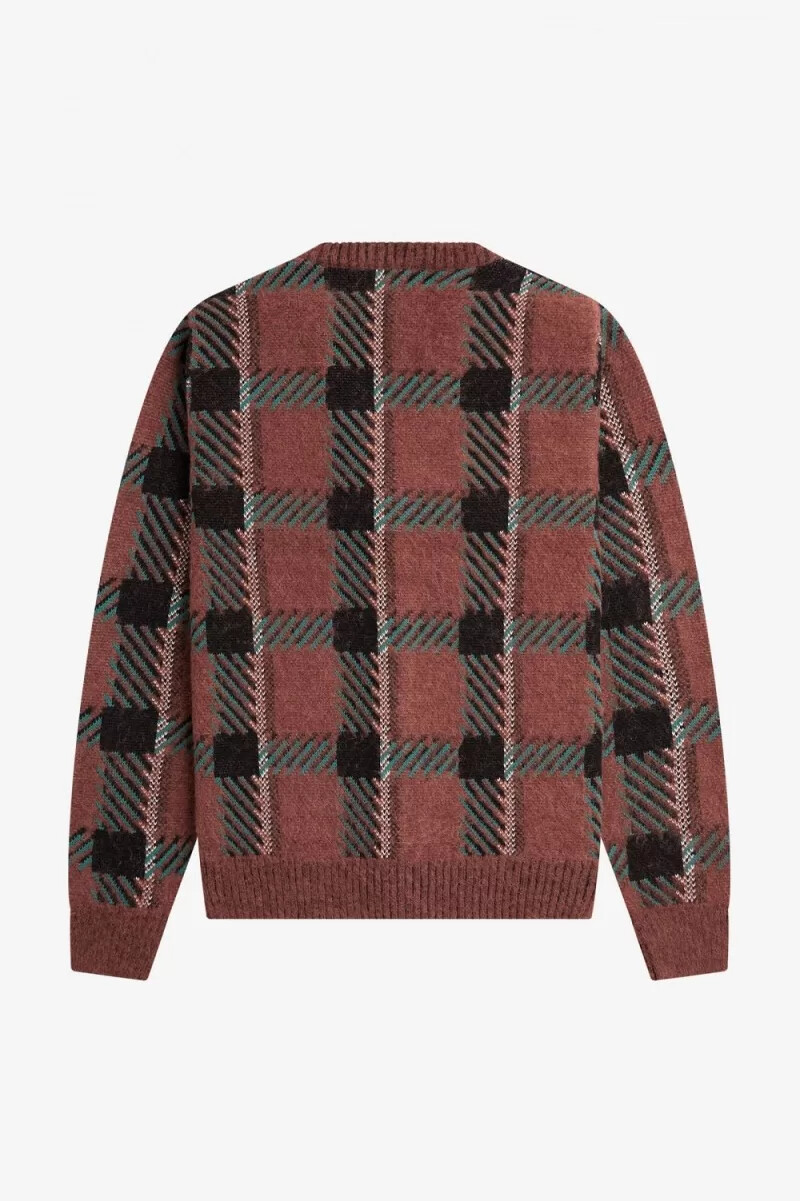 cárdigan fred perry glitch tartan para hombre color marrón whisky