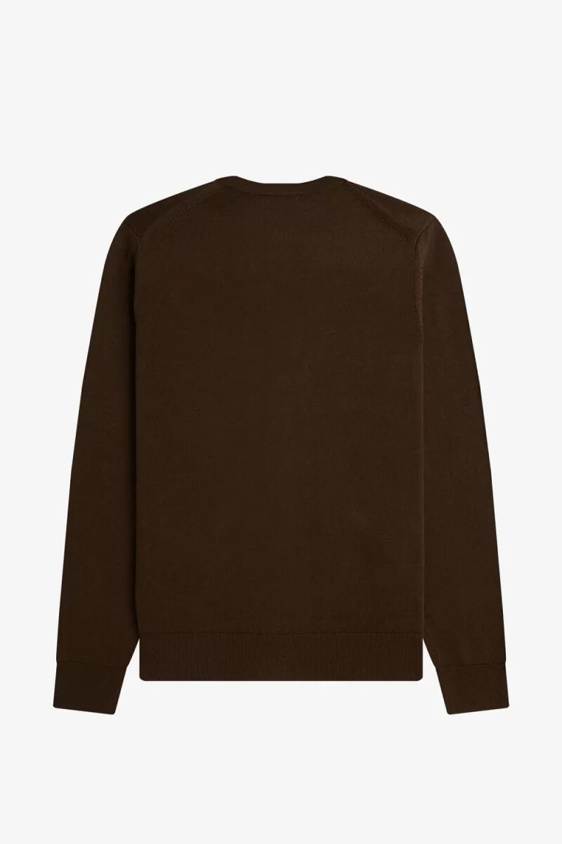 cárdigan clásico fred perry para hombre en color tabaco quemado