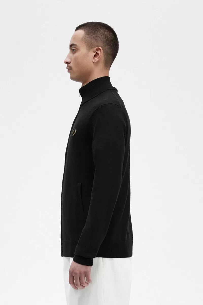 cárdigan clásico con cremallera fred perry para hombre color negro