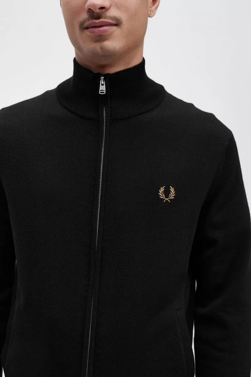 cárdigan clásico con cremallera fred perry para hombre color negro