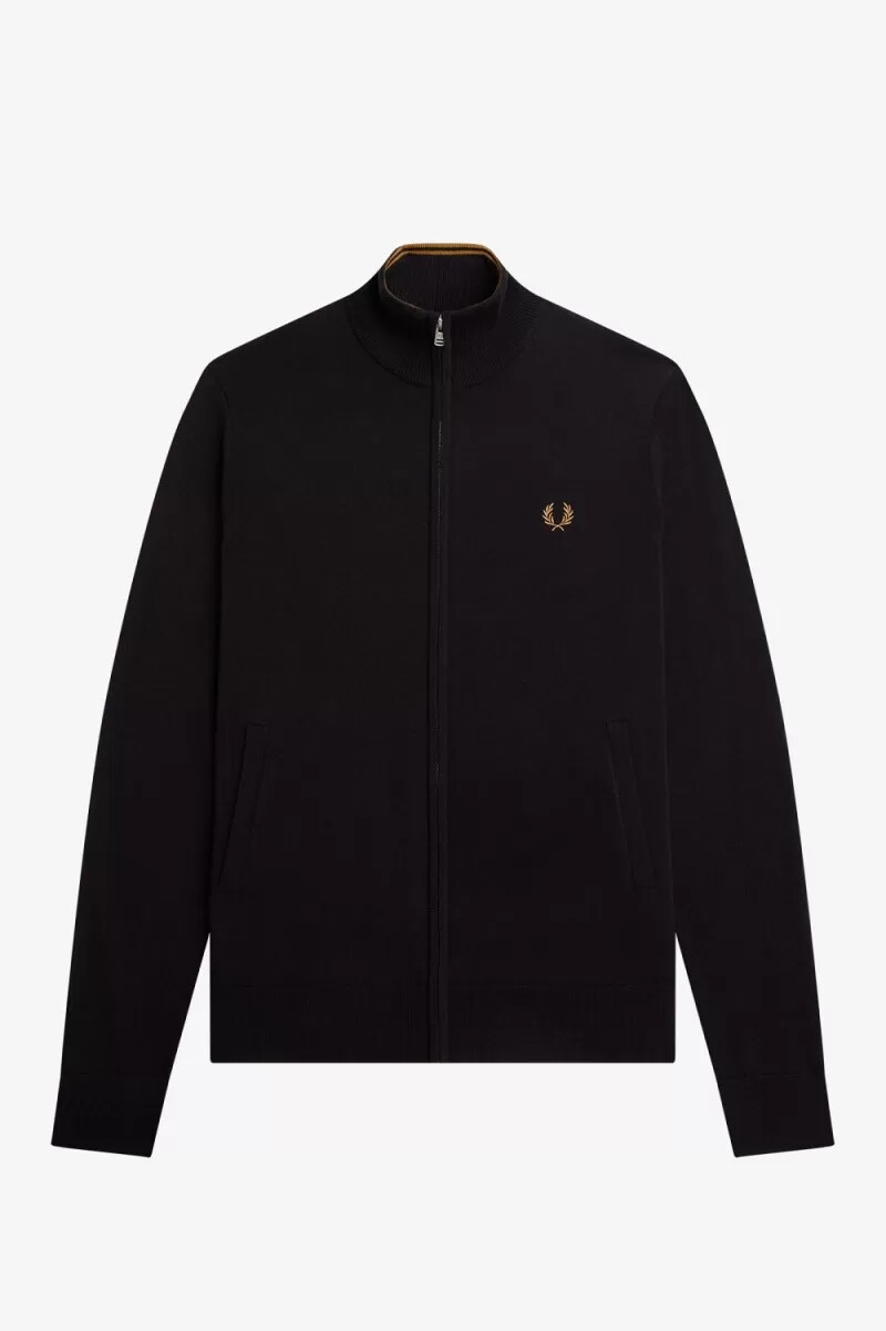 cárdigan clásico con cremallera fred perry para hombre color negro
