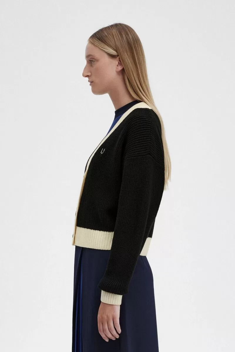cárdigan fred perry con botones para mujer color negro