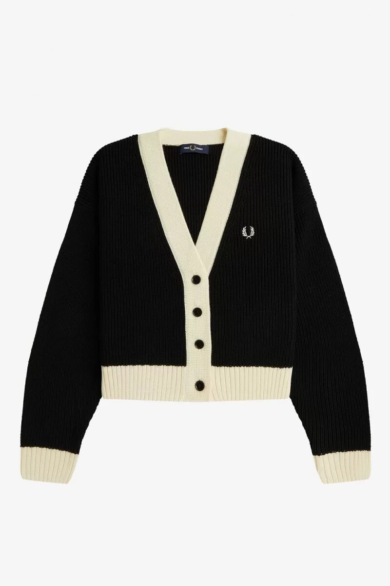 cárdigan fred perry con botones para mujer color negro