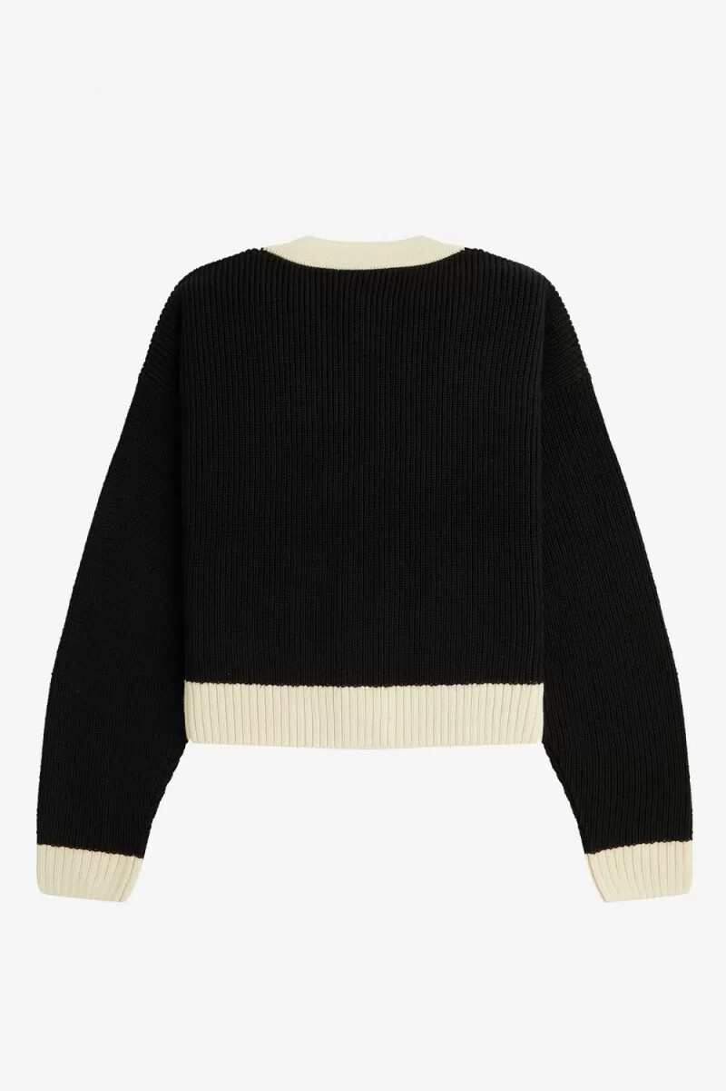 cárdigan fred perry con botones para mujer color negro