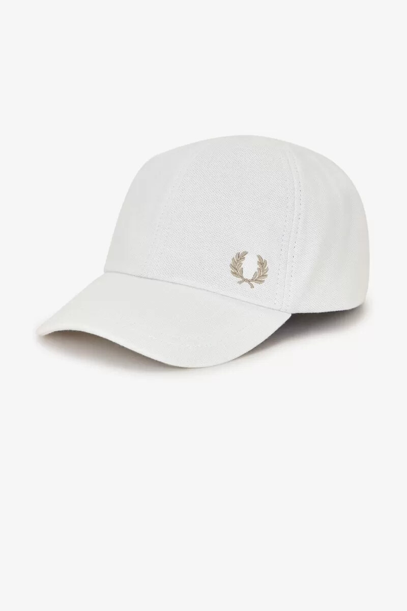 gorras clásicas de piqué fred perry para hombre color blanco nieve y verde