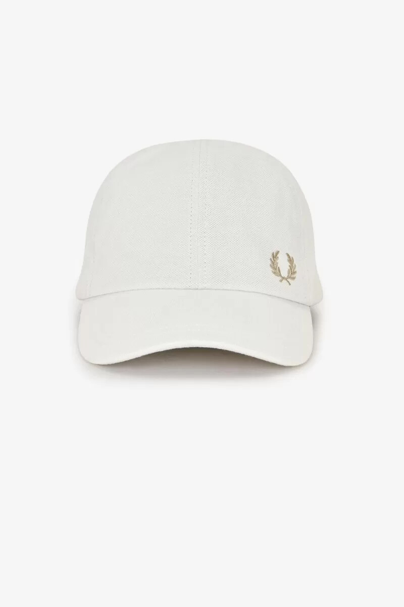 gorras clásicas de piqué fred perry para hombre color blanco nieve y verde