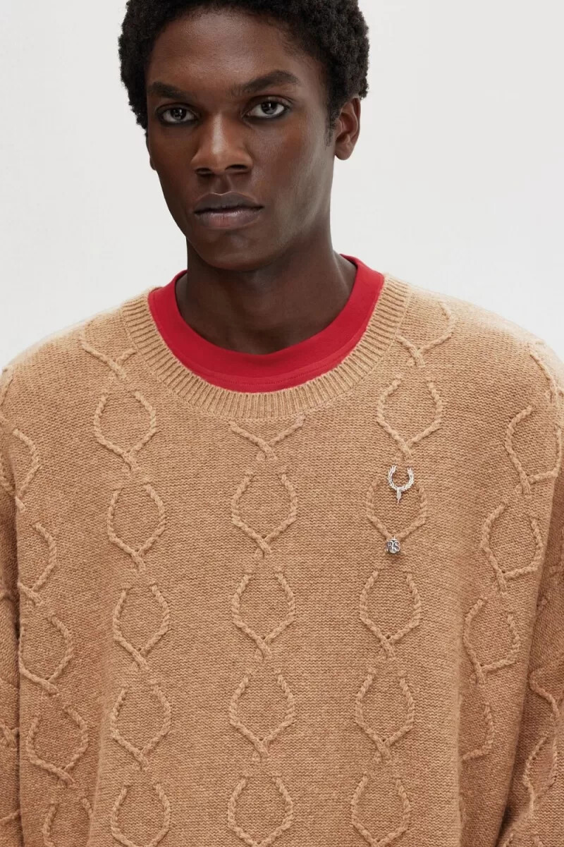 jersey extragrande con detalle de parche de fred perry para hombre verde