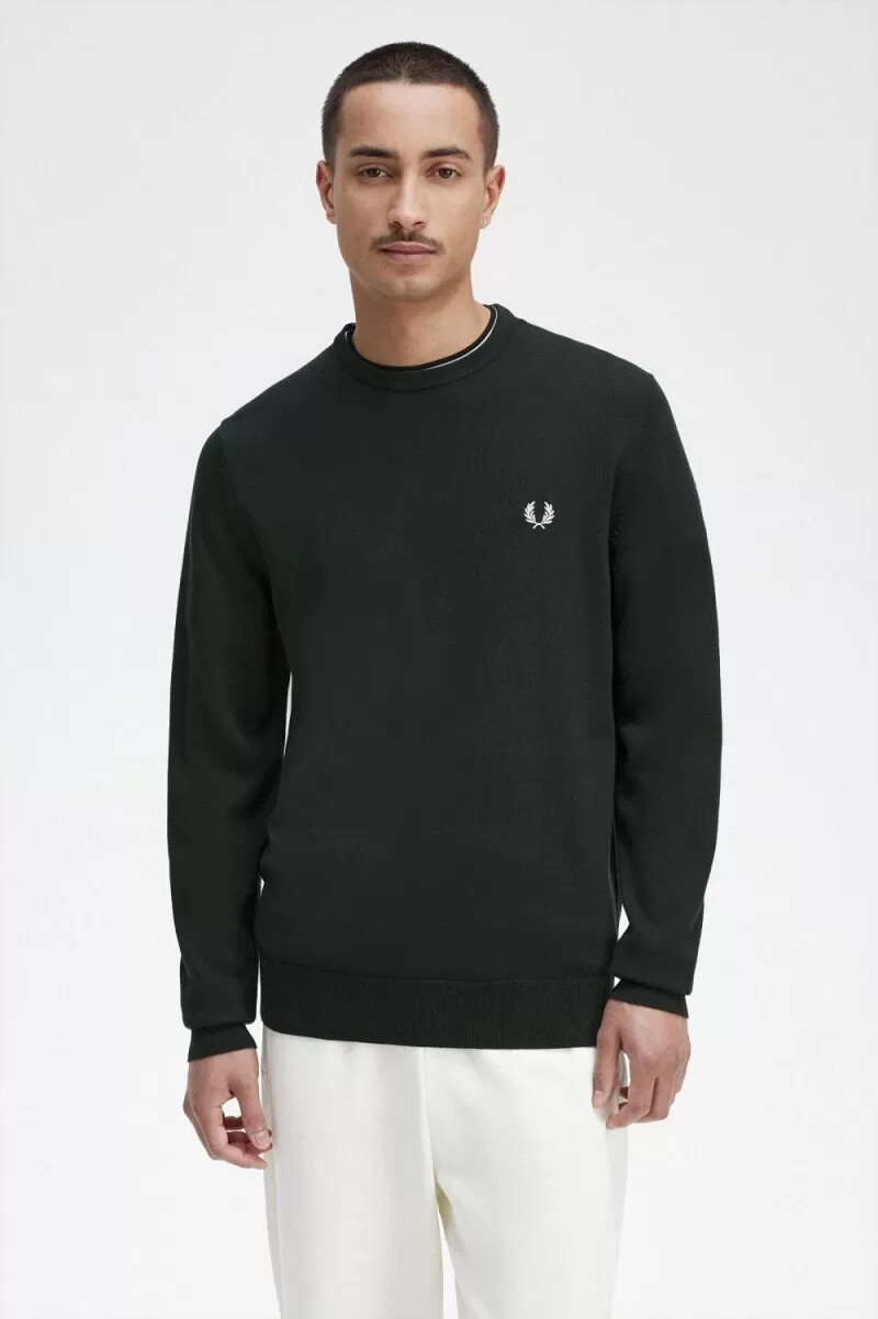 jersey clásico de cuello redondo fred perry para hombre en verde noche