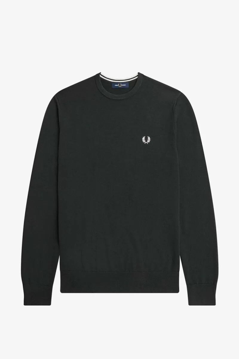 jersey clásico de cuello redondo fred perry para hombre en verde noche